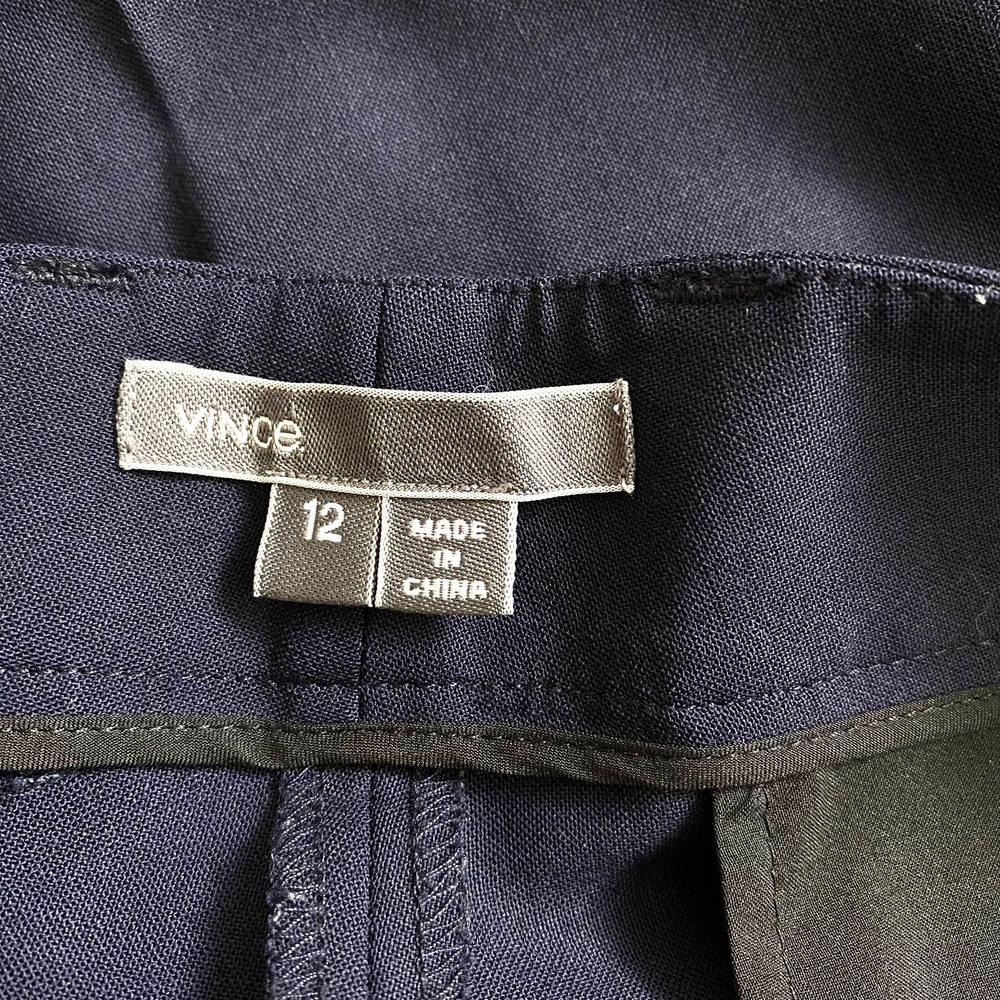 Vince Sz 12 Straight Leg Trouser Wool Quiet Luxury Career Work Office Chic Navy - Picture 3 of 7